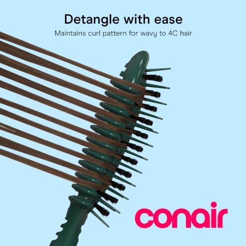Image of Conair Curl Define Pro Detangler Brush | Dual-Vent Technology for Long Hair & Loose Curls, 3-Piece Set, Green, BR74516IN1L