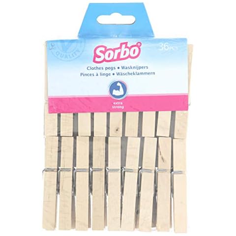 Sorbo Wooden Clothes Pegs, Pack of 36 Pegs Cover