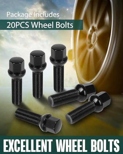Image of SCITOO 20Pcs 14x1.5 Extended Lug Bolts Shank 40mm Overall 64mm Ball Seat | Wheel Lug Studs Fit for A1 A3 A4 A6 A7 A8 Q2 Q3 Q5 Q7 R8 RS3 RS4 RS5 RS6 RS7 S3 S4 S5 S6 S7 S8 SQ5 TT