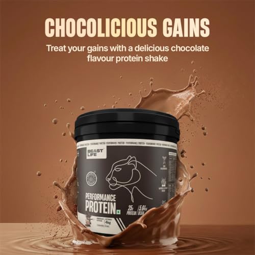 Image of BeastLife Performance Yeast Protein Powder | 25g Protein | Chocolate |NABL Lab Certified | High Absorption for Muscle Growth |Smooth & Light, Easy to Digest with Ultrasorb Tech|5.64g BCAA | Best For Gut | Beta Glucan | Improves Immune Function | 4 Kg