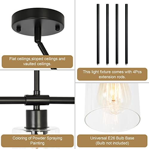 Image of 3-Light Modern Linear Black Chandeliers with Adjustable Height Pendant Light