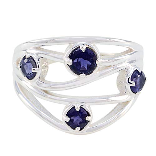 Bague en argent sterling 925 mixte avec bague en pierres précieuses rondes