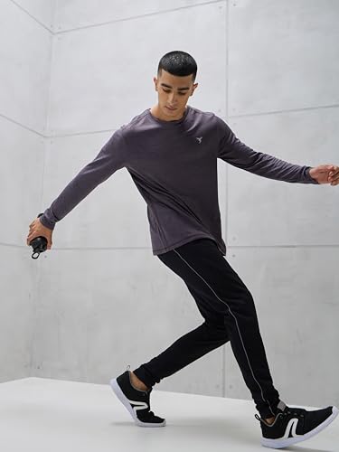 Image of TECHNOSPORT Men's Slim Fit Full Sleeve Round Neck T-Shirt, Double Cool Quick Dry Moisture Wicking Stretchable Sports Gym and Casual Wear