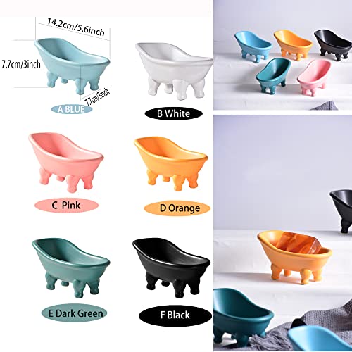 Art Ceramic Clawfoot Victorian Bathtub Shaped Porcelain Bar Soap Dish Holder Tray Handmade Gift Bathroom Hotel Shower Decor Rest Sponge (C Pink) #TOP2