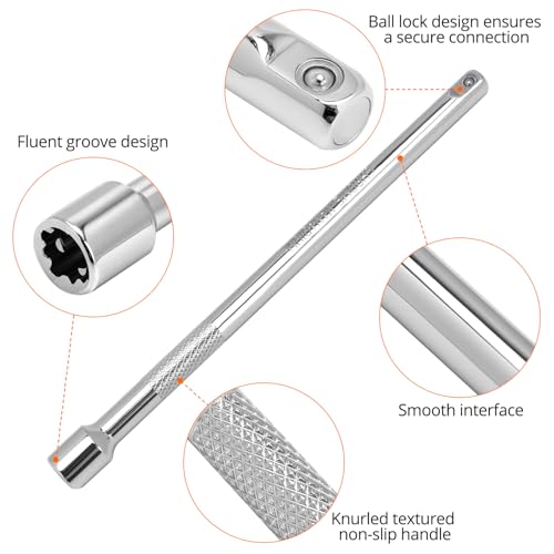 QWORK® 3 Piece 1/4 Inch Drive Extension Bar Set,CR-V Steel,Extensions Socket, 2", 4", and 6" - Image 3