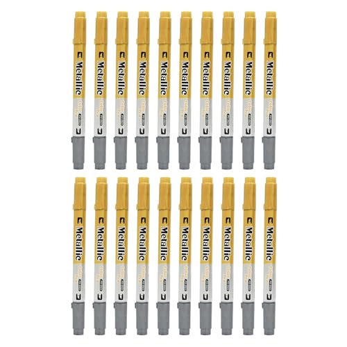 Stylo pinceau double face argenté pour papier, métal et tissu