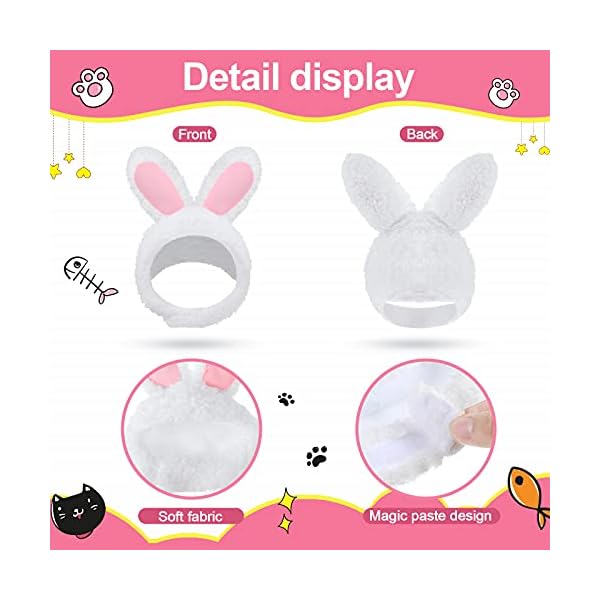 3 pieces cat hat cat costume adjustable pet headwear cat bunny hat with rabbit ears kitten hat dog cosplay cap for kitten halloween party birthday theme party photo prop (basic style) - image 3