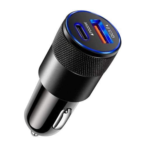 Image of USB-C Car Phone Charger, 38W Dual Port PD & 20W/QC 3.0 Car Charger Adapter Fast Charge,Cigarette Lighter USB Charger Compatible with for iPhone 15/14 Pro Max, Samsung Galaxy S23/S22, and More (Black)