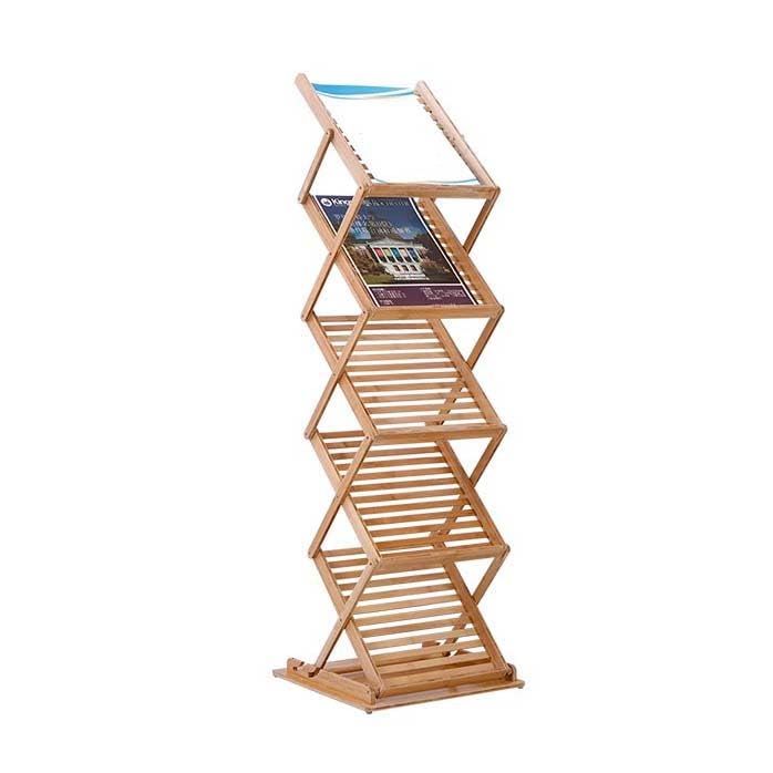 Présentoir à magazines pliable en bambou pour organiser votre salon ou stand