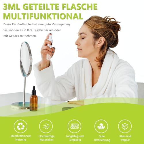 Voarge Botella de spray de viaje, dispensador de perfume, botella de perfume, líquido para el cuidado personal, cosméticos (60 unidades, 3 ml) - imagen 2