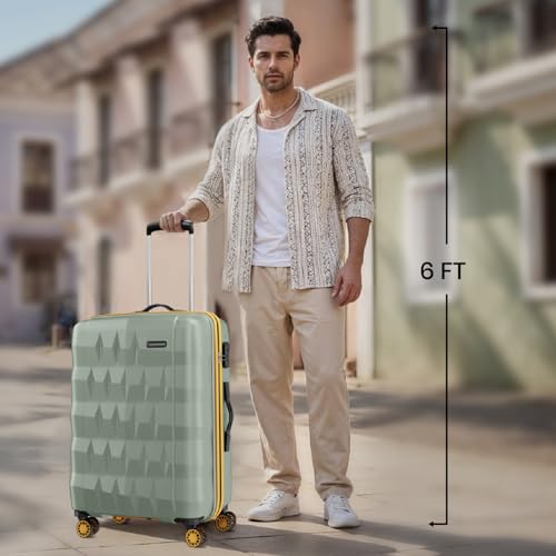 Image of Aristocrat Comet Set of 2 Trolley Bag 56, 66cm | Small+Medium| Hard Luggage| Smooth 8-Wheel Suitcase| Combination Lock With Sturdy Zipper| Full Fabric Convipack | 3-year International Warranty (Green)