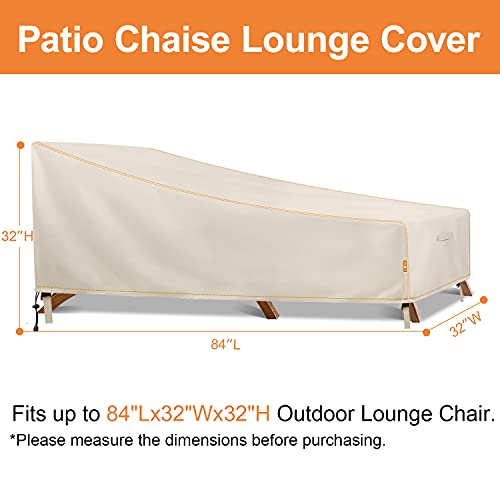 Zejun Patio Chaise Lounge Cover Waterproof, 2 Pack 84 Inch 600D Durable Outdoor Patio Furniture Covers, Outside Beach Pool Lounge Cover, Uv & Rip & Fade Resistant Outdoor Lounge Chair Covers #TOP1