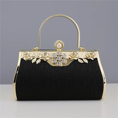 Sacs de soirée dorés luxe avec strass et imprimé fleuri chic