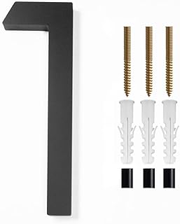 5" Floating Address House Number, Modern Acrylic Anti-Rust House Numbers with Nail Kits Visibility Sign for Door Garden Mailbox (Black-1)