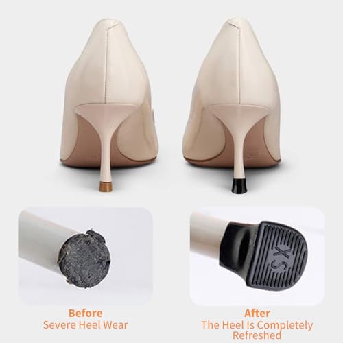Image of Heel Caps for High Heels,Heel Covers for High Heel Shoes,4 Sizes (XX /XS /S /M) High Heel Protectors,Stiletto Heel Caps for Shoe Repair Grass Wedding Gravel Wetland Outdoor Activities(8 Pairs)