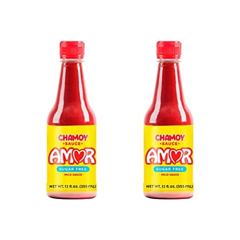 Amor Chamoy Sauce | Bittersweet flavor | 2,500 Scoville level | Enjoy it with fruits, veggies, snacks, and drinks | Kosher | 12 Fl Oz Bottles (Pack of 2) Cover