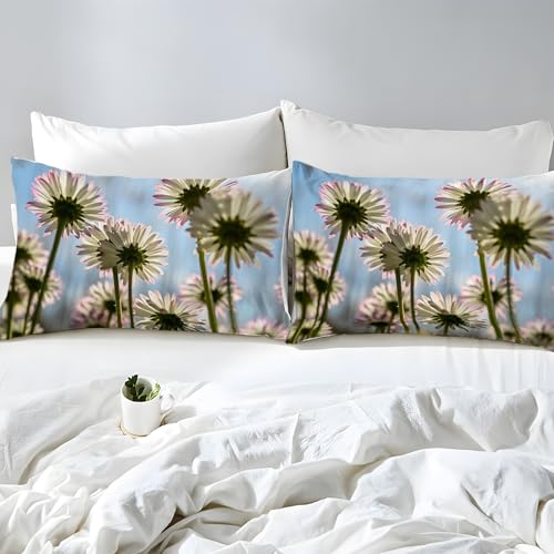 Housse de couette 200x200 fleur avec 2 taies d'oreiller 65x65 cm