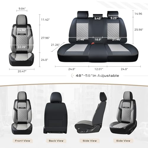 Image of Coverado Car Seat Covers Front Set, Luxury Nappa Leather Seat Covers Universal Fit Waterproof Non-Slip Breathable Automotive Seat Protectors for Cars, SUVs, Trucks