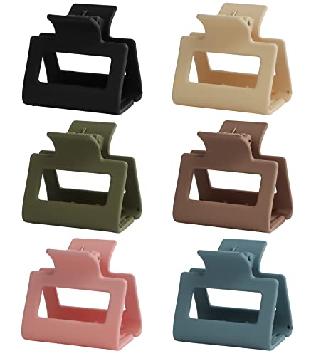 SYGY 6PCS Hair Clips, Claw Clips 2.4 Inch Square Hair Claw Clips for Women Girls, Medium Hair Clips for Thin/Thick Hair, No Slip Cute Hair Clips Hair Styling Accessories