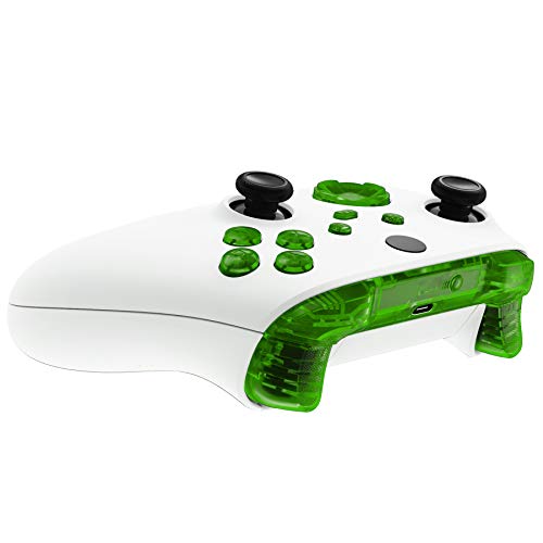 eXtremeRate Replacement Buttons for Xbox Series X/S Controller, LB RB LT RT Triggers Bumpers D-Pad ABXY Start Back Sync Share Buttons for Xbox Series S/X Controller Green Transparent
