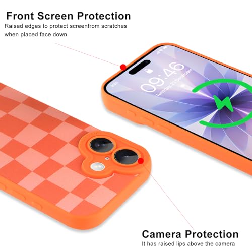 Image of ZIYE for iPhone 17 Case Orange Grids Plaid Checkerboard Pattern