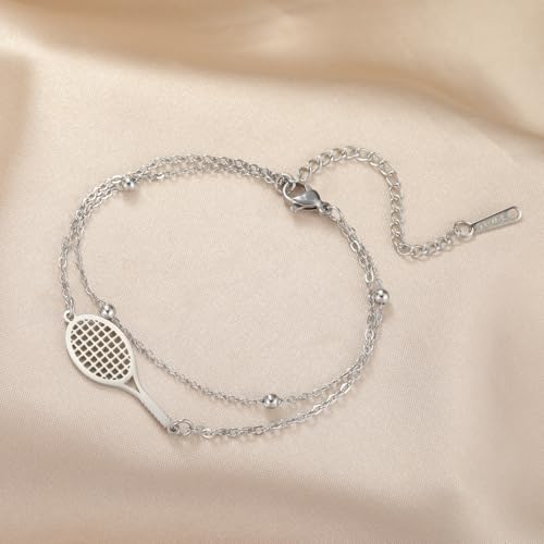 UNIFT Tennis Racket Bracelet for Women Men Stainless Steel Fashion Charms Tennis Ball Racket Bracelets Sports Jewelry for Gift Players lovers4