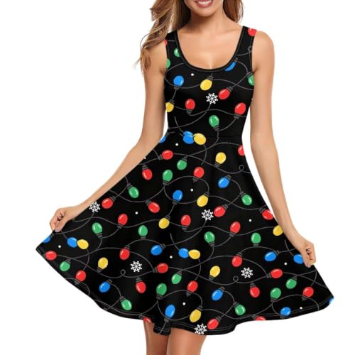 Image of Women Stylish Tank Dresses Sleeveless Round Neck Midi Casual Dress with Pocket for Summer