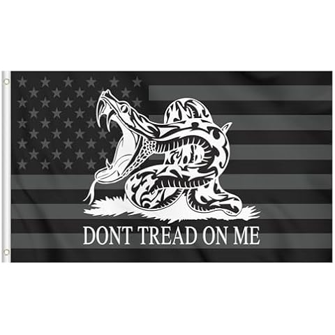 Premium 3x5 Black American Dont Tread on Me Flag - Double Sided, Heavy Duty 3 Ply, Vivid Colors, Double Stitched, with Brass Grommets - Ideal for Outdoor and Indoor Use (Black American Style) Cover