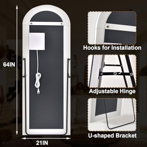 GLSLAND Arched LED Full Length Mirror 64" x 21" Full Body Mirror with