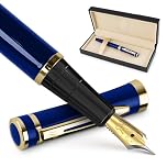 Wordsworth & Black Fountain Pen Set, Medium Nib, Includes 24 Ink Cartridges and Ink Refill Converter, Gift Case, Journaling, Calligraphy, Smooth Writing Pens [Imperial Blue], Perfect for Men and Women