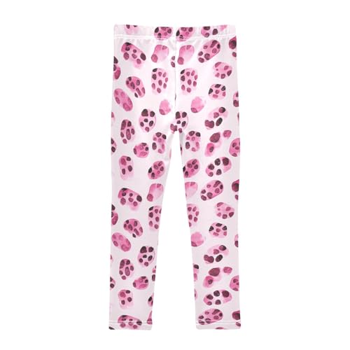 KLL Pink Glitter Leopard Print Little Girls Cotton Leggings Fashion High Waisted Lounge Pants Exercise2