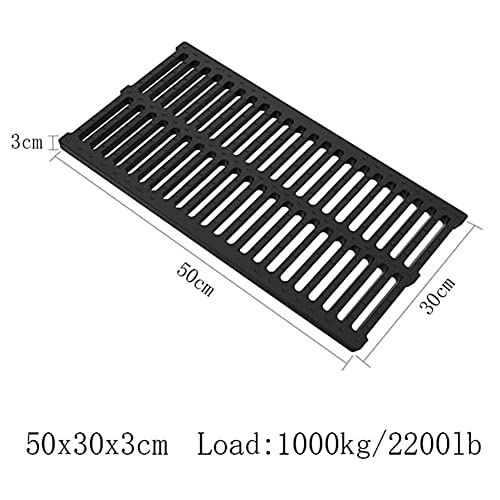 Drain Channel Strainers, Sewer Cover Grates, Kitchen Sewage Ditch，Trench Drainage, Linear Drain, Regular Trench Drain, for Garage Driveway Lawn (Color : Black, Size : 50x30x3cm)