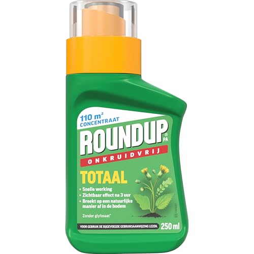 Roundup Totaal Onkruidvrij Concentraat 250ml, Geschikt voor 110 m², Voor Bestrating en Grind, Zichtbaar na 3 Uur