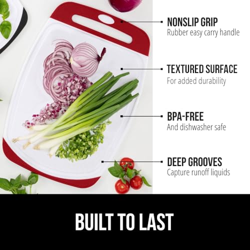 image for GORILLA GRIP 100% BPA-Free Reversible Kitchen Cutting Board Set of 3, 