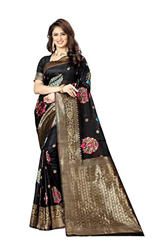 Zabia Fashion Indian Women's Banarasi Silk Rich Pallu Saree I Wedding Traditional Designer Party Wear Saree PARI 81 (Black)