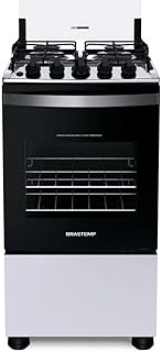 Fogão brastemp 4 bocas branco com duas prateleiras com alturas