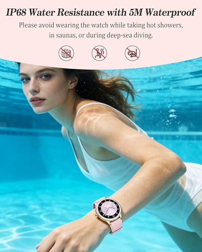 Image of Smart Watch for Women, Ladies & Men, 1.27'' Fitness Watch [41mm case] with Call Receive /Dial, Heart Rate /Stress /Sleep Monitor, AI Voice, IP68 Waterproof Smartwatch with Calculator, Calendar, Games