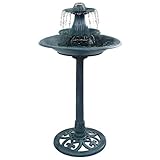 vidaXL Fuente de Jardín para Pájaros Bellamente Diseño Decorado de Patio Balcón Pequeña Fuentes de Agua Exterior Plástico Verde 50x91 cm