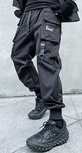 Men's Cyberpunk Buckle Straps Harem Pants with Pockets3
