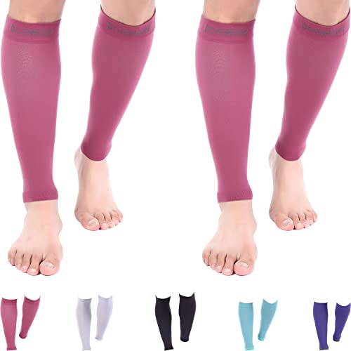 Image of Premium Calf Compression Sleeve 1 Pair 20-30mmHg Strong Calf Support Graduated Pressure for Sports Running Muscle Recovery Shin Splints Varicose Veins Doc Miller (Maroon, 2-Pack, X-Large)