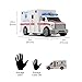 Vokodo Rescue Ambulance Friction Powered 1:20 Scale Toy Car with Lights and Sounds Durable Kids Medical Transport Emergency Vehicle Push and Go Pretend Play Van Great Gift for Children Boys Girls