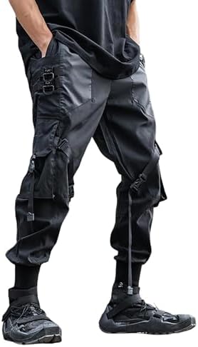 XYXIONGMAO Calça cargo masculina escura Cyberpunk Calças cargo