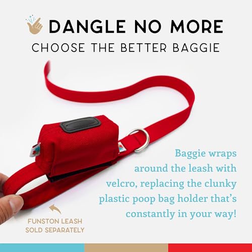 Image of Dog Poop Bag Holder for Leashes, Cat Waste Bag Dispenser, 1000D Nylon, Attach to Cat Leash, Poop Bag Dispenser, Fits Standard Dog Poop Bags - Wildebeest (Red)