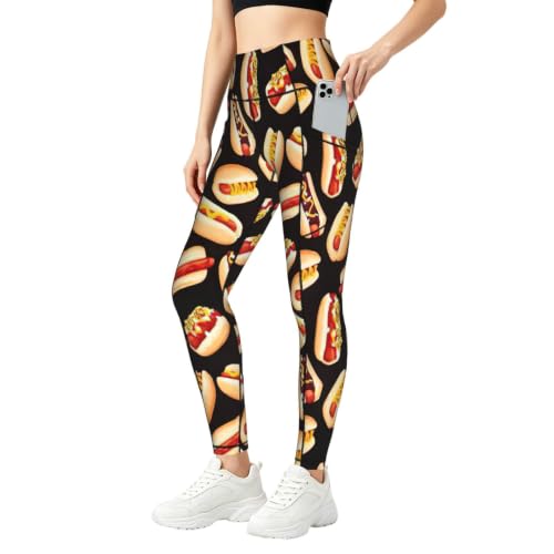 Mallas de yoga con estampado de perros calientes ideales para correr y fitness