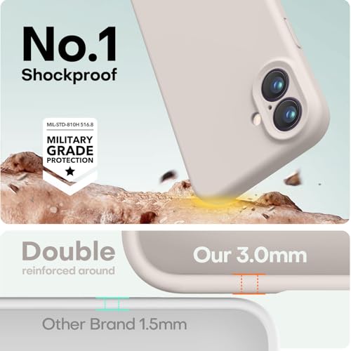 Image of LOVE 3000 Designed for iPhone 16 Case, Premium Silicone with [Soft Anti-Scratch Microfiber Lining] Shockproof Protective Phone Case for Men Women Girls 6.1 inch, Stone