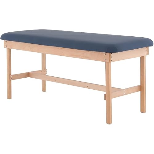 72" Medical Examination Table, Wooden Frame with Navy Cushion, Treatment Bench for Massage and Physical Therapy (Blue)