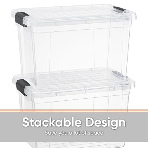 Image of Superio 8.7 Quart Clear Plastic Storage Boxes with Lids, Stackable Organizer Containers, BPA-Free Storage Bins for Home, Office, School & Dorm, 8 Pack