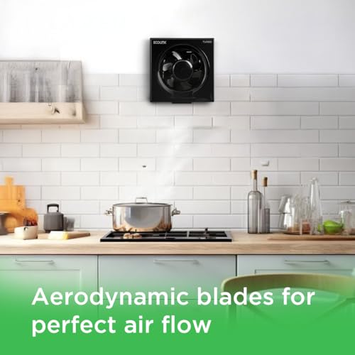 Image of EcoLink TURBO 150mm Exhaust Fan | High-Speed, Powerful Air Suction | Silent Operation | Energy Efficient | Durable Plastic Body | Suitable for Kitchen, Bathroom & Office | Black | Pack of 1