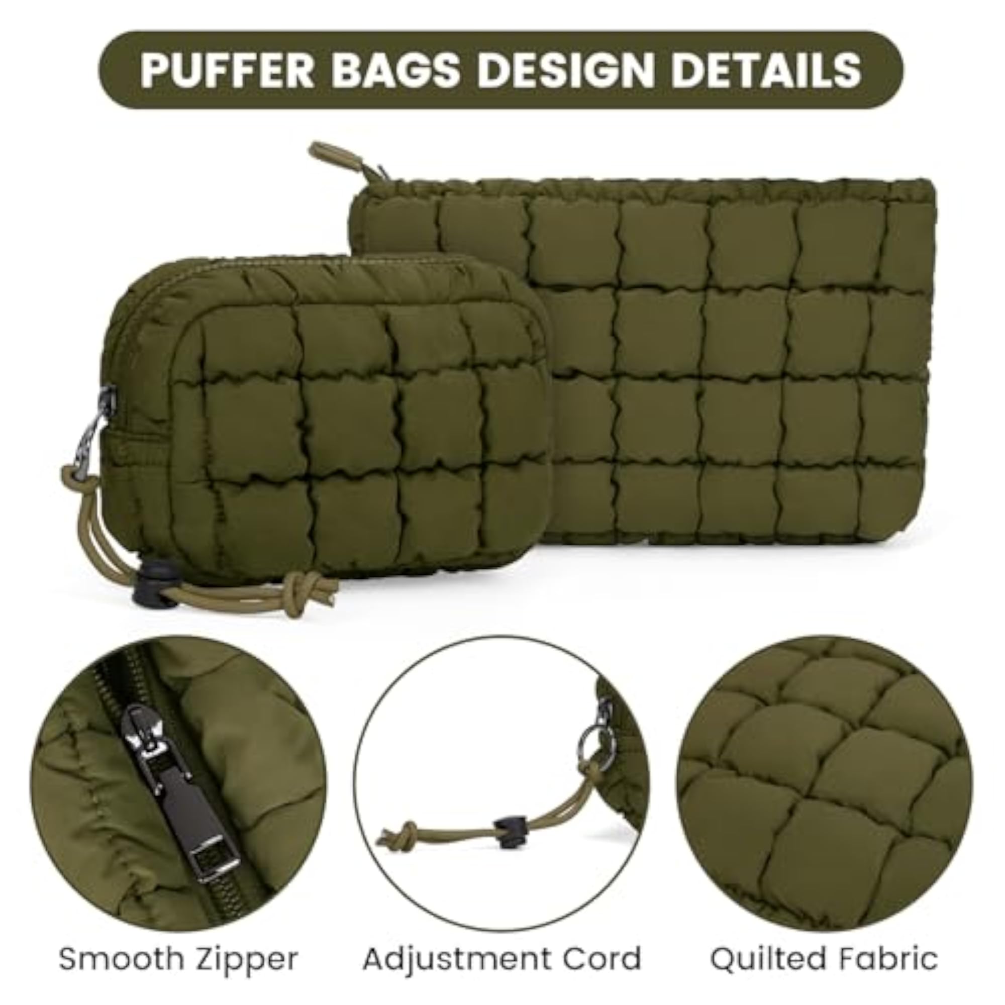 Quilted Makeup Bag and Zip Card Pouch Key Chain Cosmetic Bag