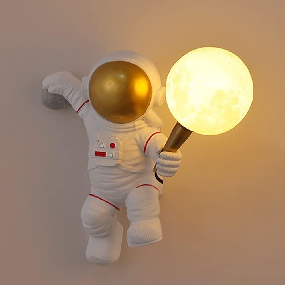 Applique Murale LED Style Astronaute Lampe Murale LED pour Enfants en résine Dessin animé Blanche pour Chambre d'enfant Salle à Manger Chevet Couloir Salon(1PC)